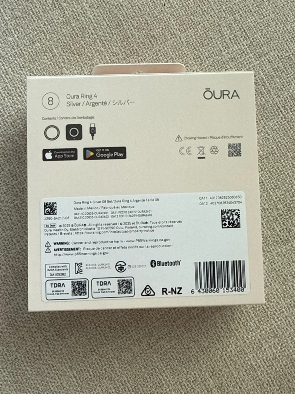 Oura Ring 4 Silver Smart Wearable Ring